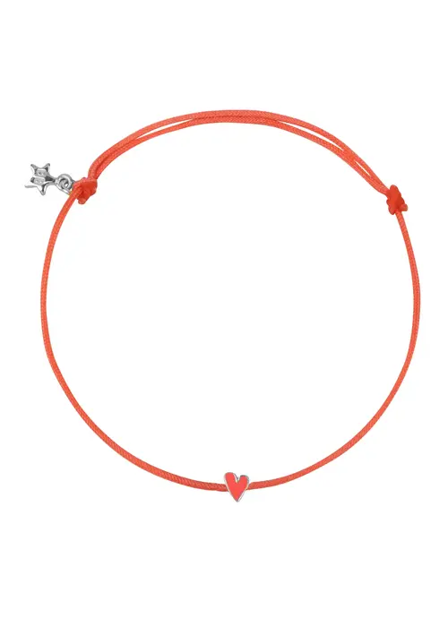 Bibi Camille Bibi Camille Mini Heart Pink Rope Bracelet Neon Pink Enamel Silver