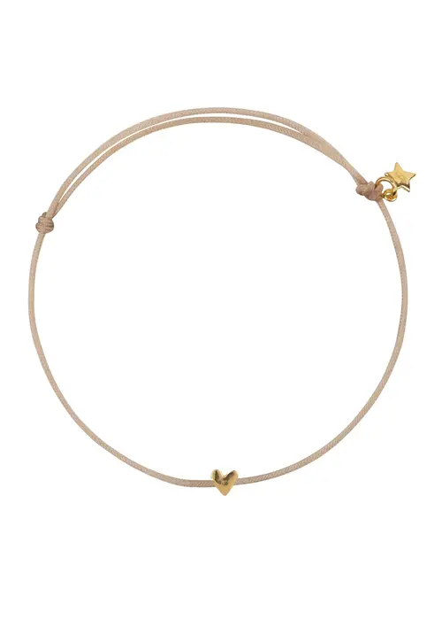 Bibi Camille Bibi Camille Mini Heart Rope Bracelet Plain Beige Rope Gold