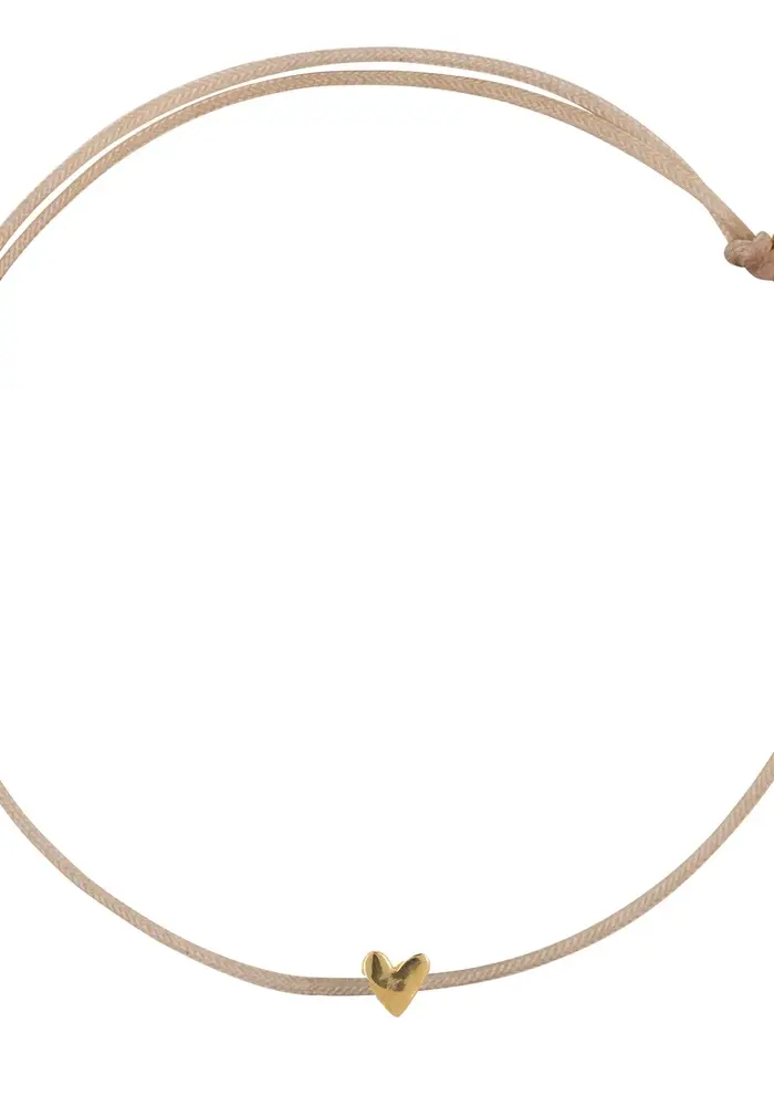 Bibi Camille Mini Heart Rope Bracelet Plain Beige Rope Gold