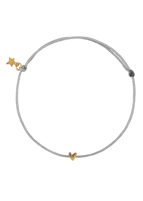 Bibi Camille Bibi Camille Mini Heart Rope Bracelet Plain Blue Grey Rope Gold