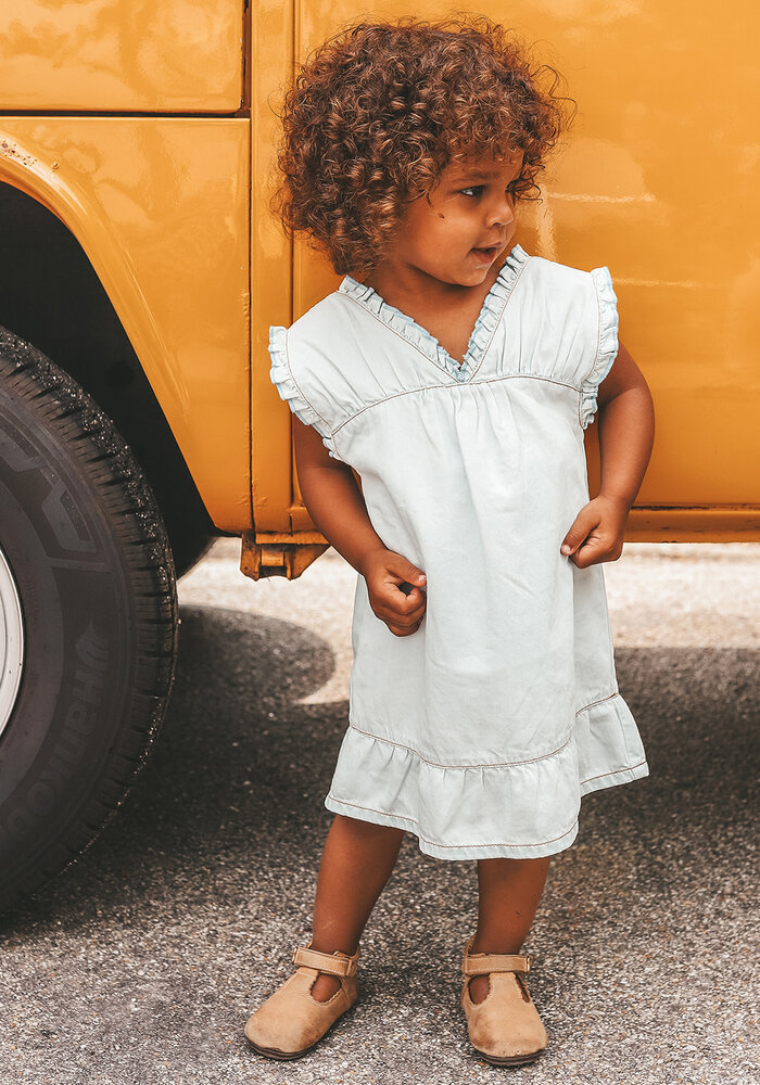 Your Wishes Chambray | Ruffle Dress Sunlit Blue
