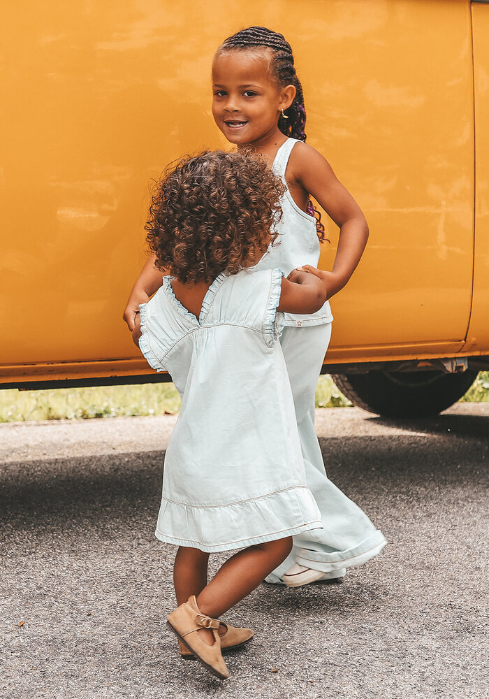 Your Wishes Chambray | Ruffle Dress Sunlit Blue