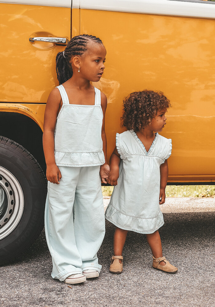 Your Wishes Chambray | Ruffle Dress Sunlit Blue