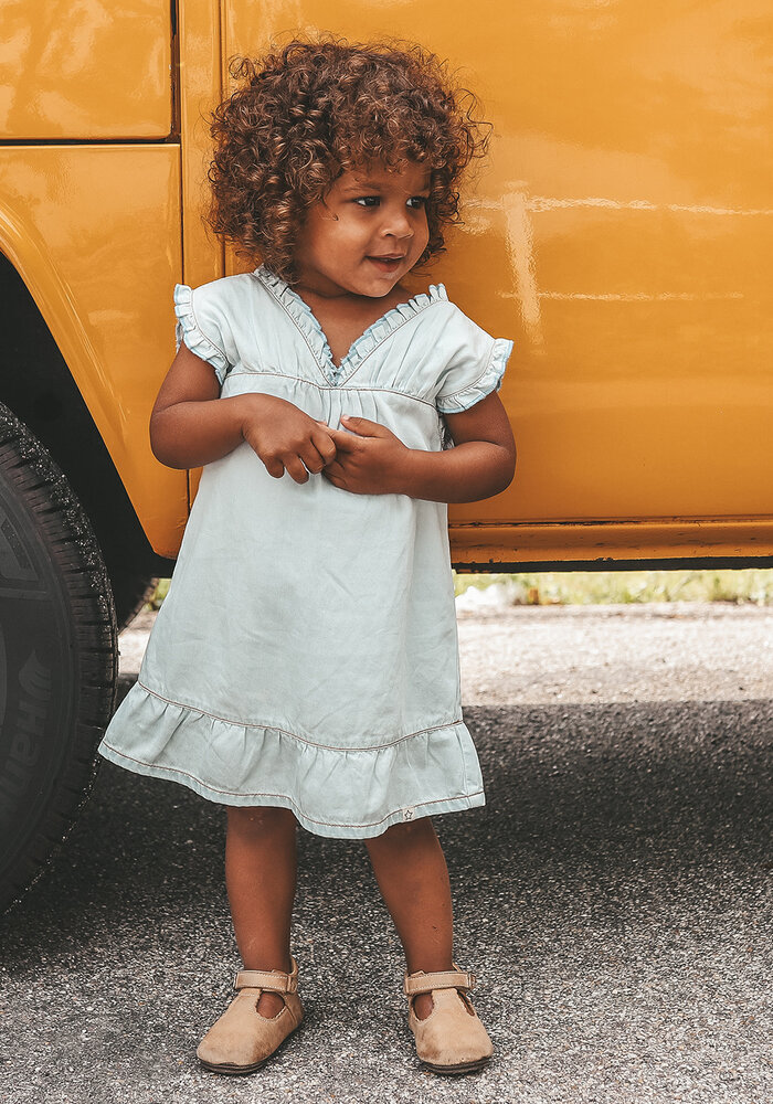 Your Wishes Chambray | Ruffle Dress Sunlit Blue