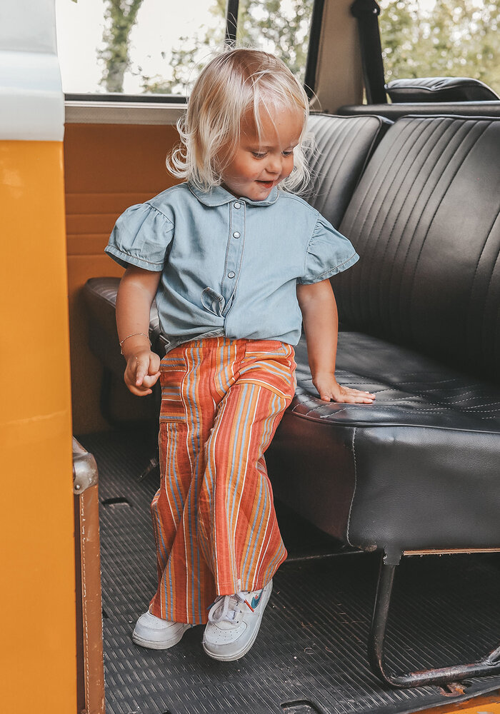 Your Wishes Cotton Denim | Ruffle Blouse Faint Blue