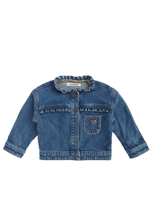 Your Wishes Your Wishes Stretch Denim | Ruffle Jacket Faint Blue