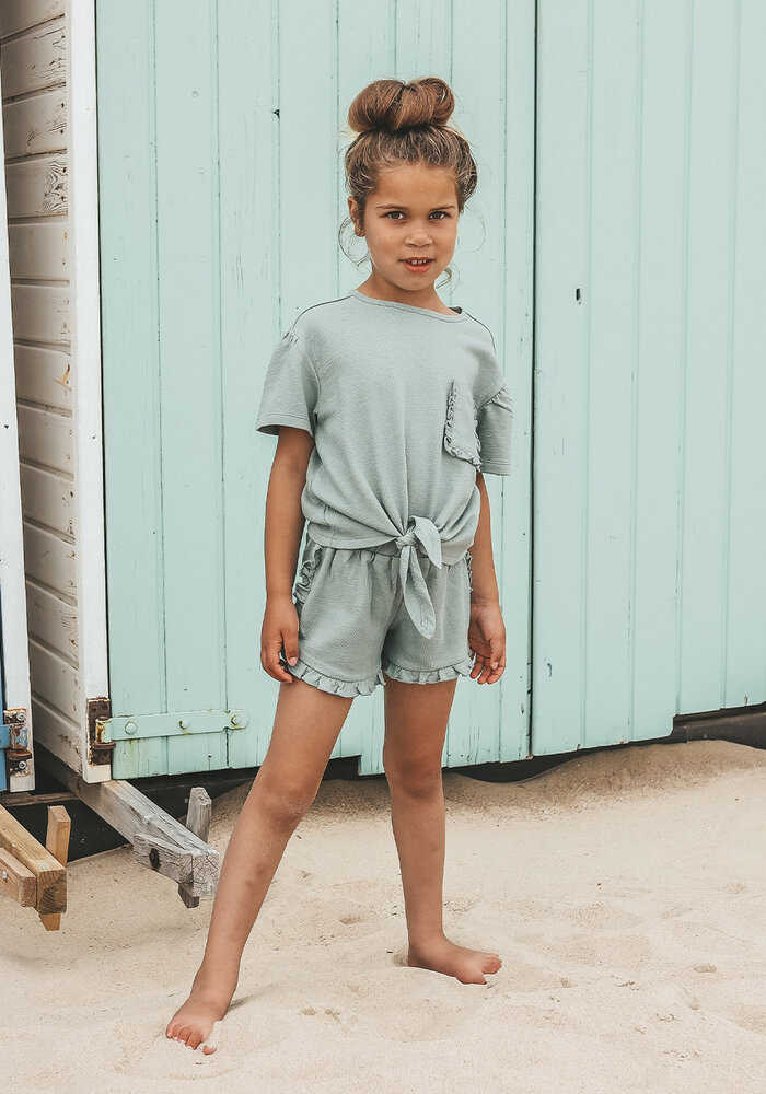 Your Wishes Textured Jersey | Front Tie Shirt Ocean