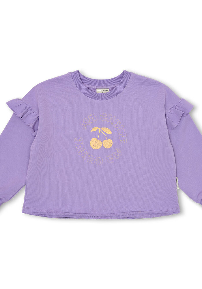 Petit Blush June Ruffle Sweater Chalk Violet