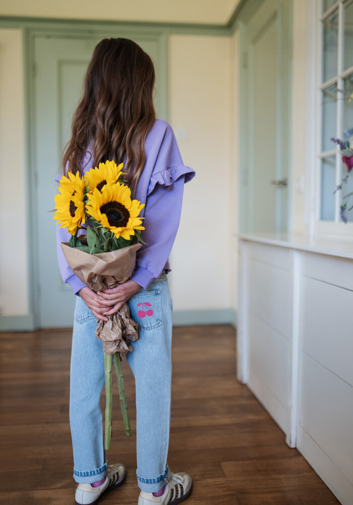 Petit Blush June Ruffle Sweater Chalk Violet