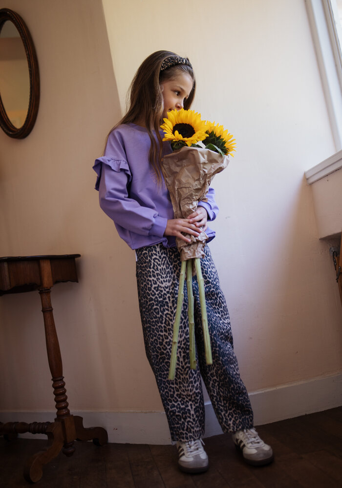 Petit Blush June Ruffle Sweater Chalk Violet