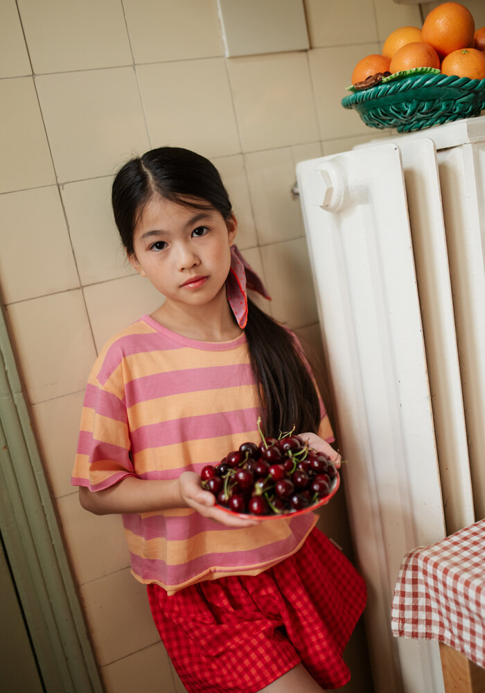 Petit Blush Stripe T-Shirt Cashmere Rose/Peach Cobbler
