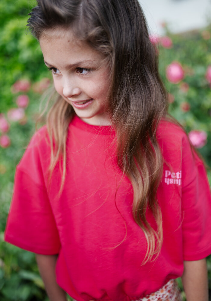 Petit Blush T-Shirt Elastic Waist  Raspberry Wine