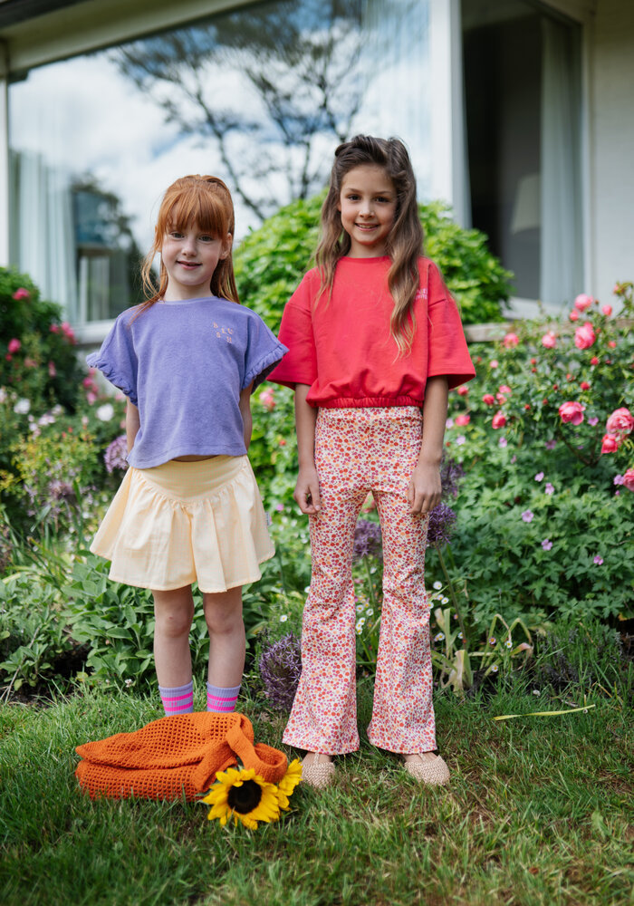 Petit Blush Bowie Flared Pants Small Flowers AOP