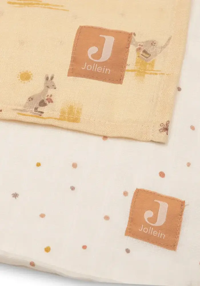 Jollein Hydrofiele Doek Large 115x115cm - Kangaroots - 2 Stuks