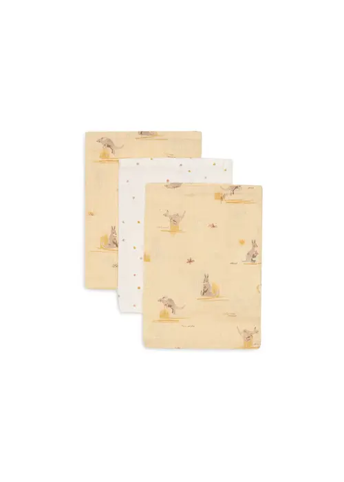 Jollein Jollein Washandje Hydrofiel - Kangaroots - 3 Stuks