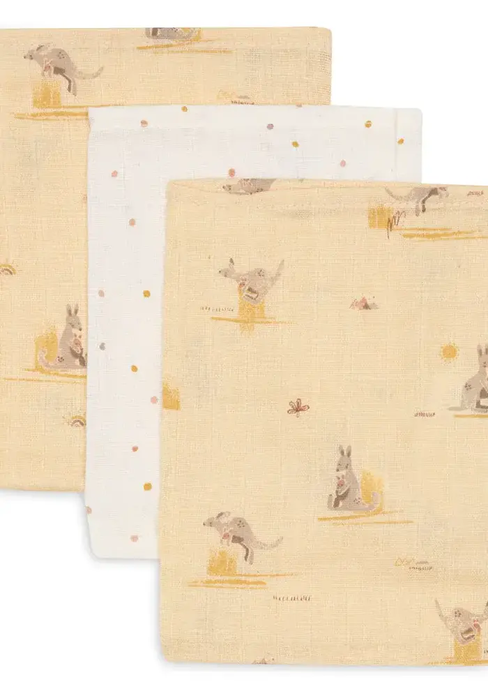 Jollein Washandje Hydrofiel - Kangaroots - 3 Stuks