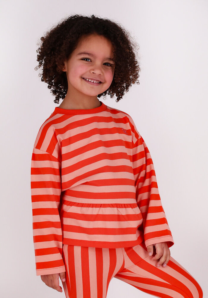 The New Chapter T-shirt Loua Red Pink Stripes