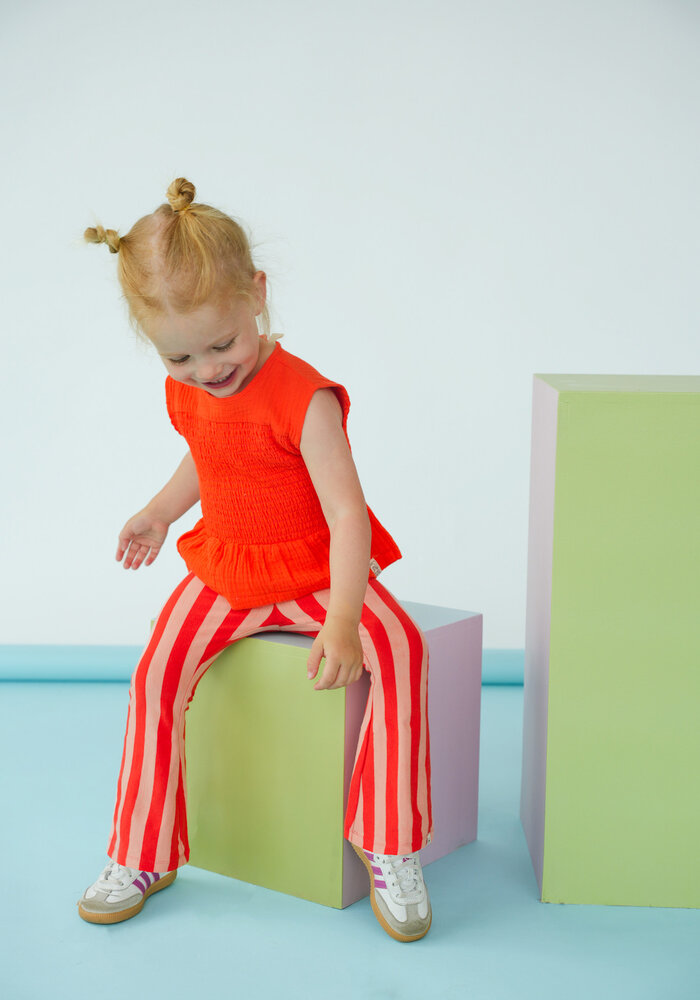 The New Chapter flared pants Nena Red Pink Stripes