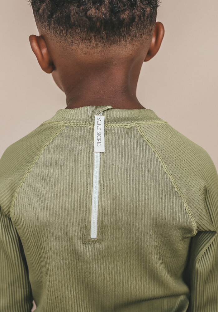 Salted Stories Solid Rib | Swim Longsleeve Iguana