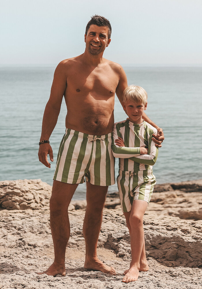 Salted Stories Wide Stripe | Swim Shorts Iguana