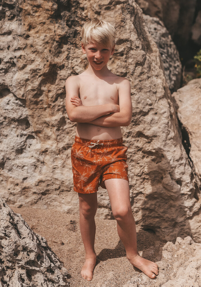 Salted Stories Palms | Swim Shorts Bombay Brown