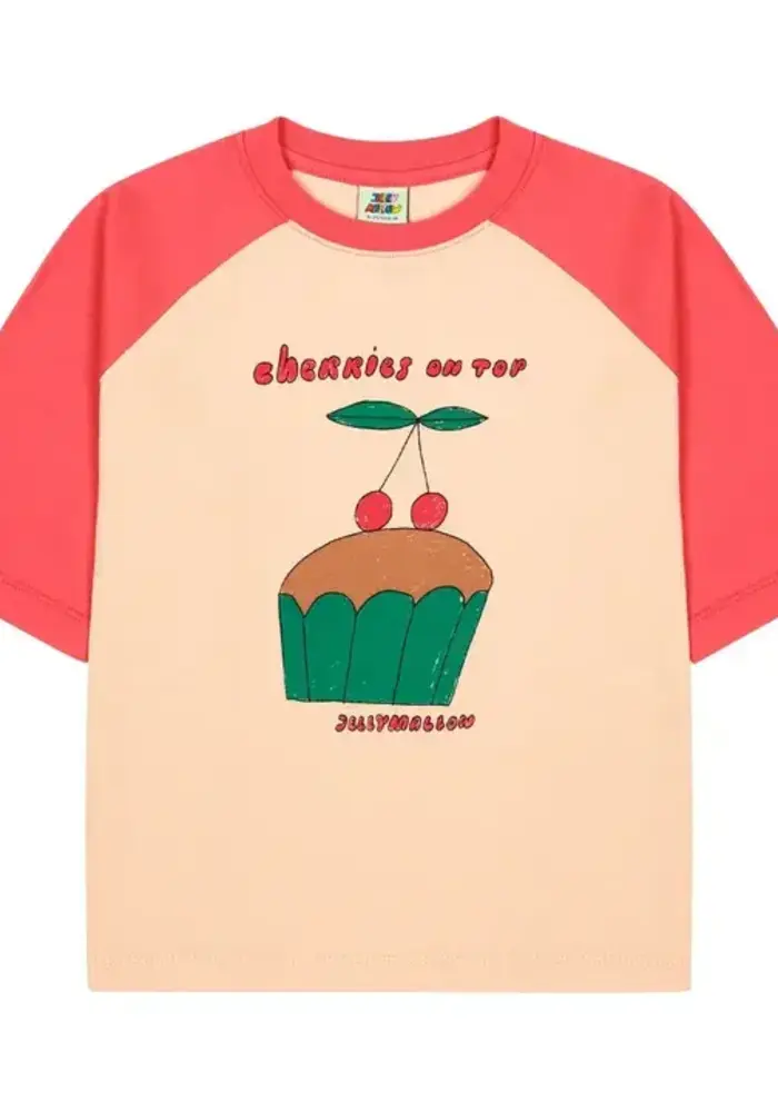 Jelly Mallow Cherry Cupcake Raglan T-shirt