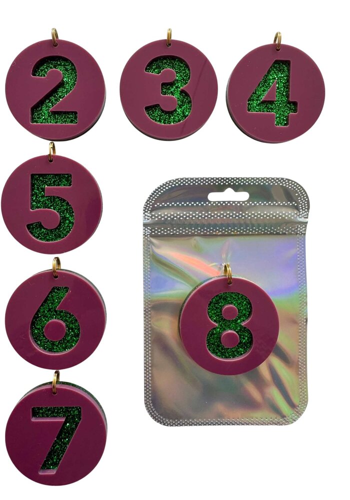 ByMelo cijfer 4 Paars/groen Glitter