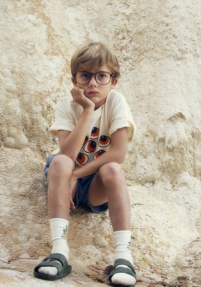 Mini Rodini Eyes sp ss tee Off-white