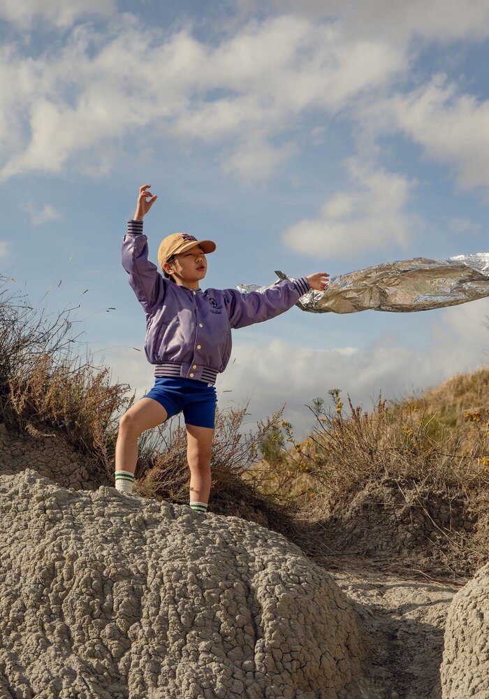 Mini Rodini Soccerball chenille satin bsb jacket Purple