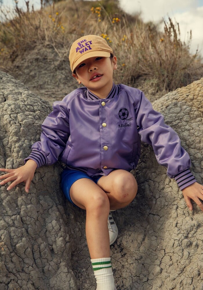 Mini Rodini Soccerball chenille satin bsb jacket Purple