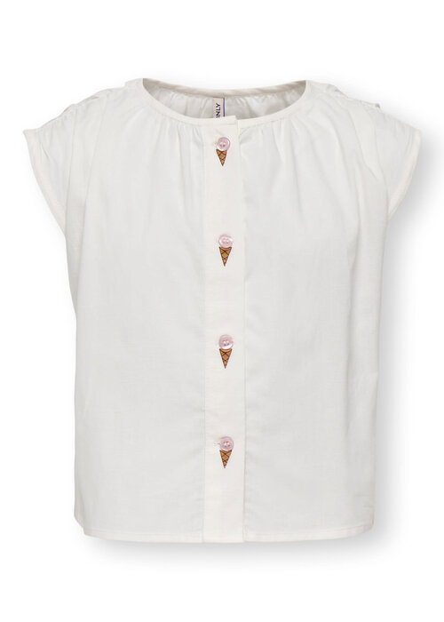 Only Kids Only Kids KMGLINA MY SL SHIRT WVN Cloud Dancer Icecream/Tickled Pink