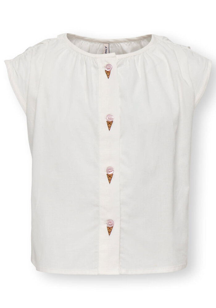 Only Kids KMGLINA MY SL SHIRT WVN Cloud Dancer Icecream/Tickled Pink