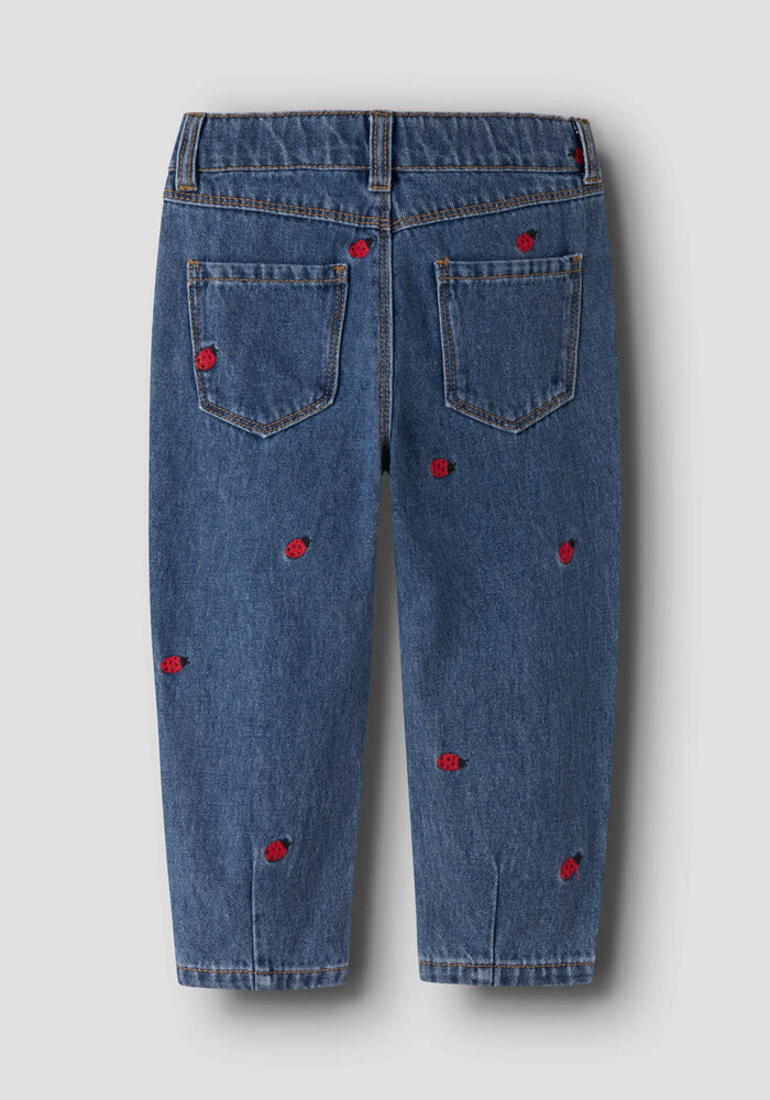 name it NMFBELLA MOM EMB JEANS 3285-ZA Medium Blue Denim LADY BUG