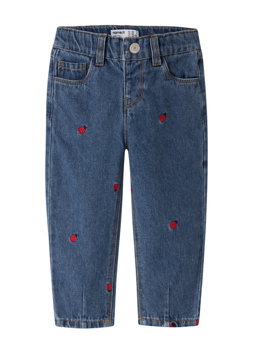 Name it name it NMFBELLA MOM EMB JEANS 3285-ZA Medium Blue Denim LADY BUG