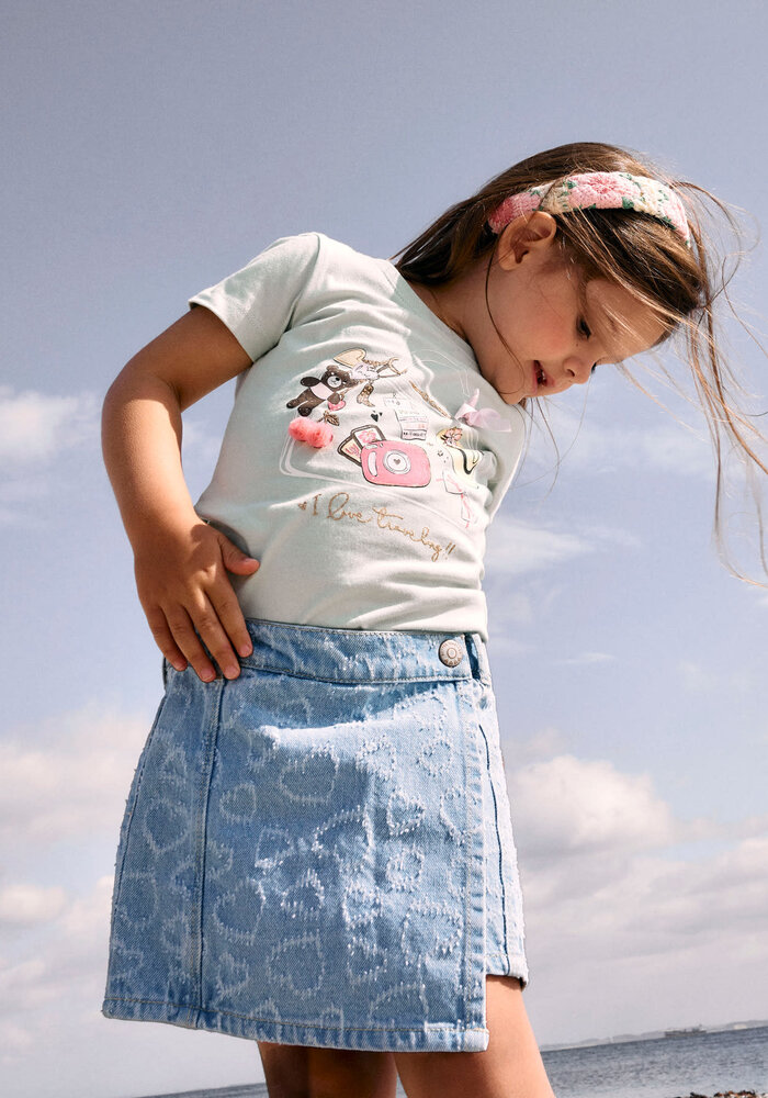 name it NMFHOPE DNM HEART SKORT 2015-DS H Light Blue Denim DESTROY HEARTS