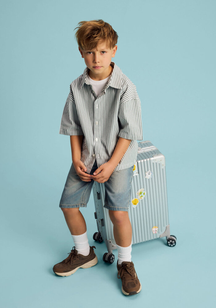 name it NKMHERNI SS OVERSHIRT Garden Topiary EMBR. URBAN RED