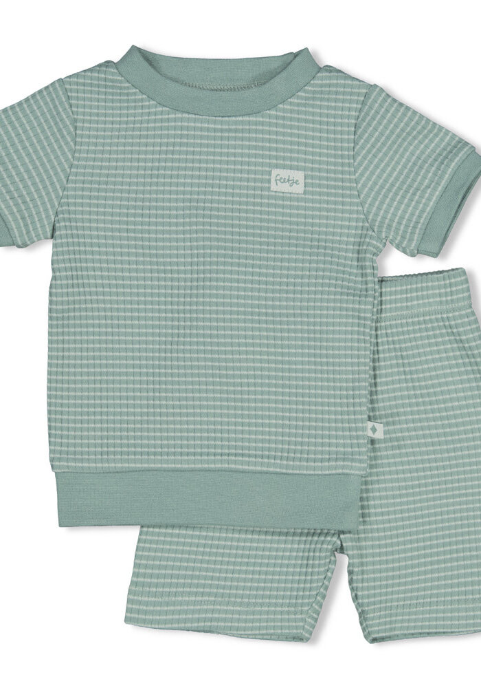 Feetje Shortama wafel - Summer Special Zeegroen