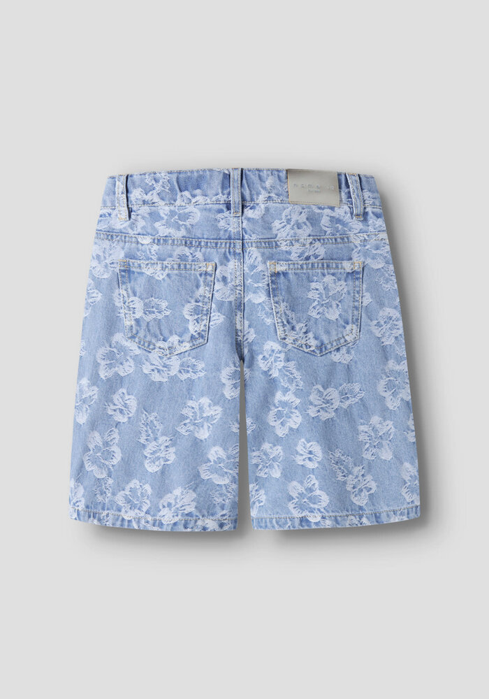name it NKFROSE DNM JACQ LONG SHORTS 2440-JA H Light Blue Denim FLOWERS