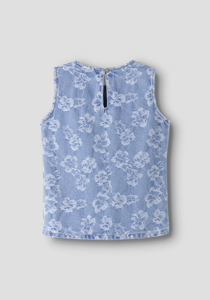 name it NKFLUCY SL DNM JACQ TOP 2440-JA H Light Blue Denim FLOWERS