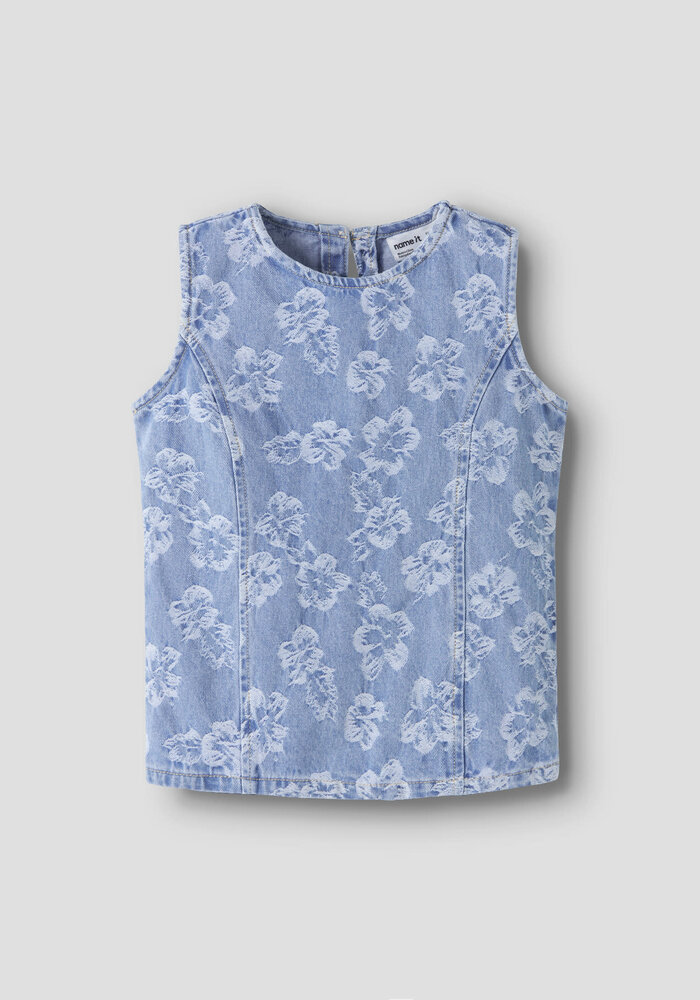 name it NKFLUCY SL DNM JACQ TOP 2440-JA H Light Blue Denim FLOWERS