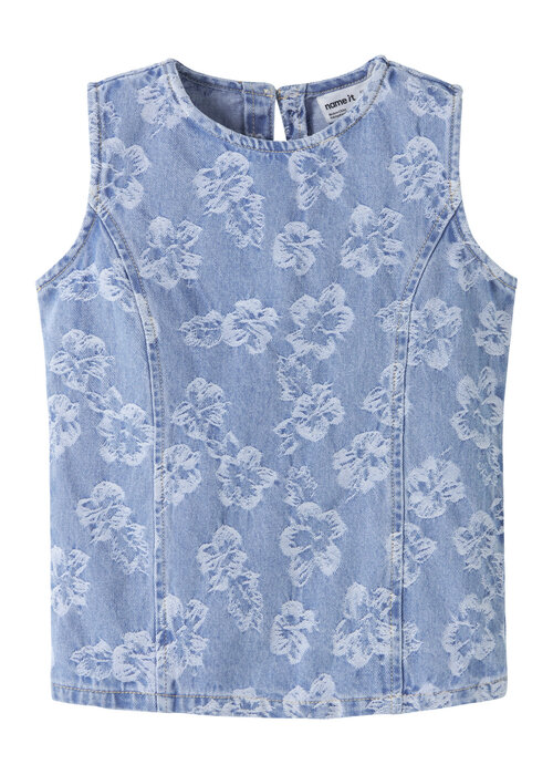 Name it name it NKFLUCY SL DNM JACQ TOP 2440-JA H Light Blue Denim FLOWERS