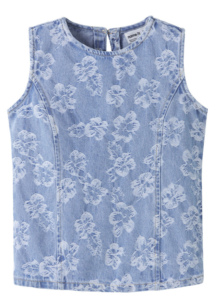 name it NKFLUCY SL DNM JACQ TOP 2440-JA H Light Blue Denim FLOWERS