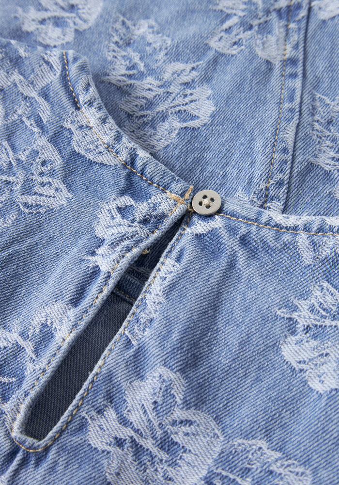 name it NKFLUCY SL DNM JACQ TOP 2440-JA H Light Blue Denim FLOWERS