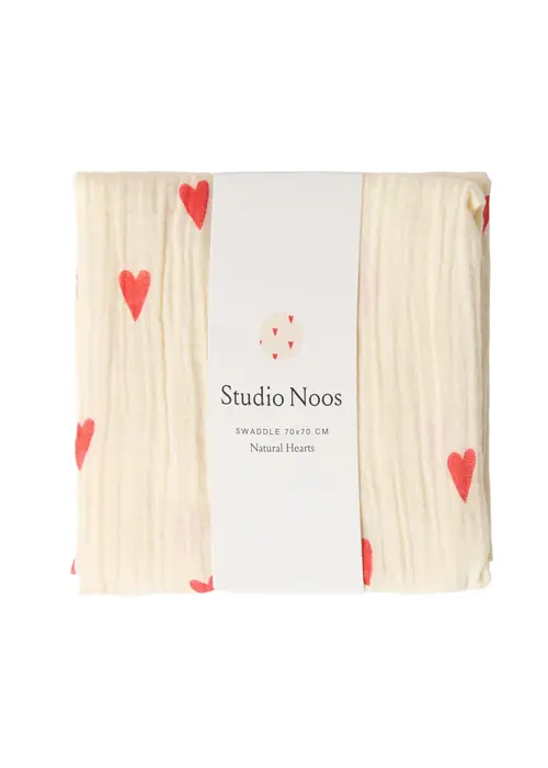 Studio Noos Studio Noos Hydrofiele Doek Beige Hearts 70x70