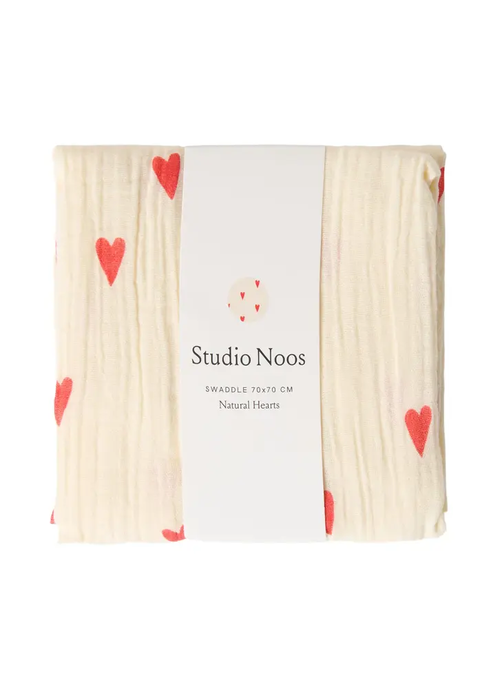 Studio Noos Hydrofiele Doek Beige Hearts 70x70