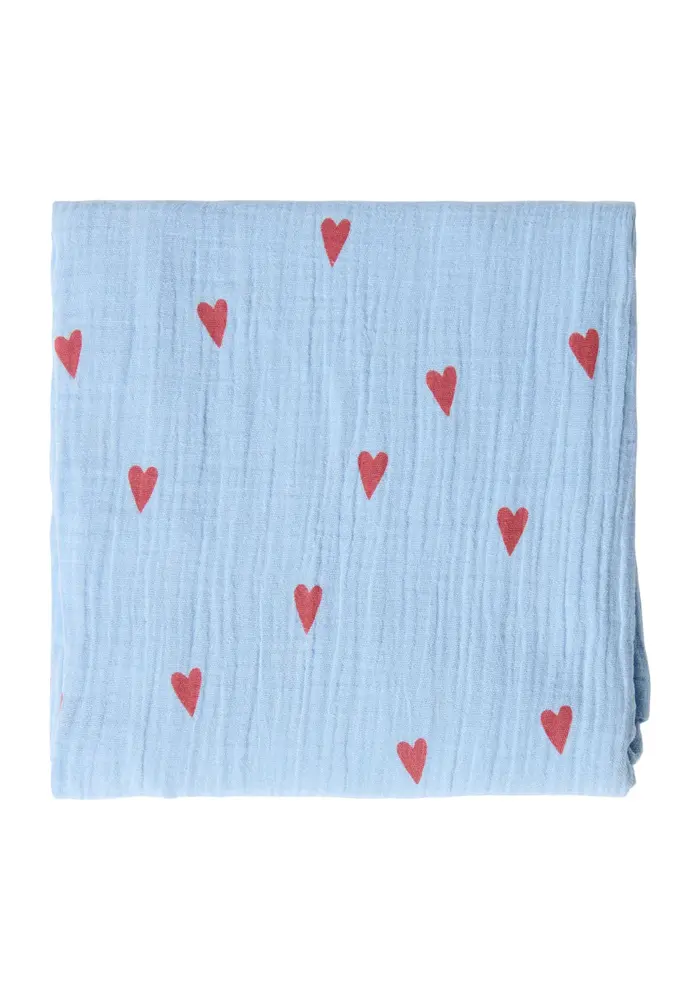 Studio Noos Hydrofiele Doek Light Blue Hearts 70x70