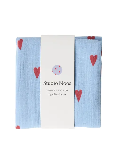 Studio Noos Studio Noos Hydrofiele Doek Light Blue Hearts 70x70
