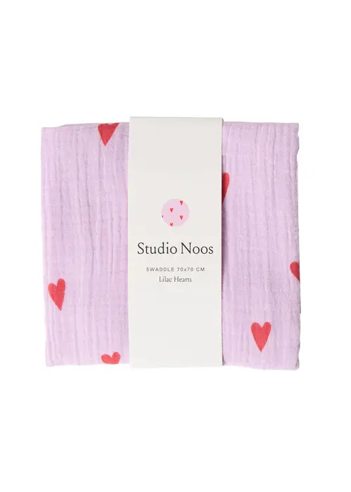 Studio Noos Studio Noos Hydrofiele Doek Lilac Hearts 70x70