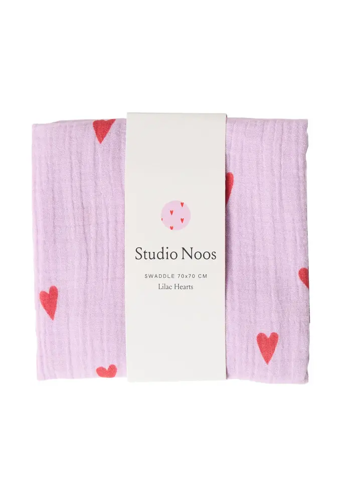 Studio Noos Hydrofiele Doek Lilac Hearts 70x70