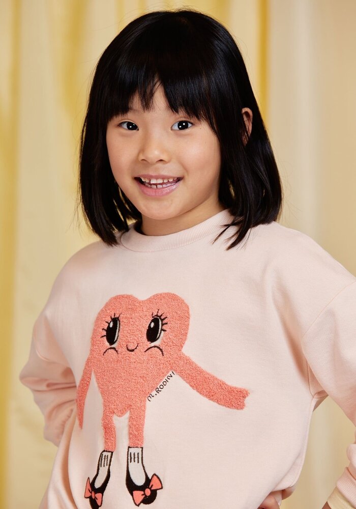 Mini Rodini Heart in shoes chenille sweatshirt Pink